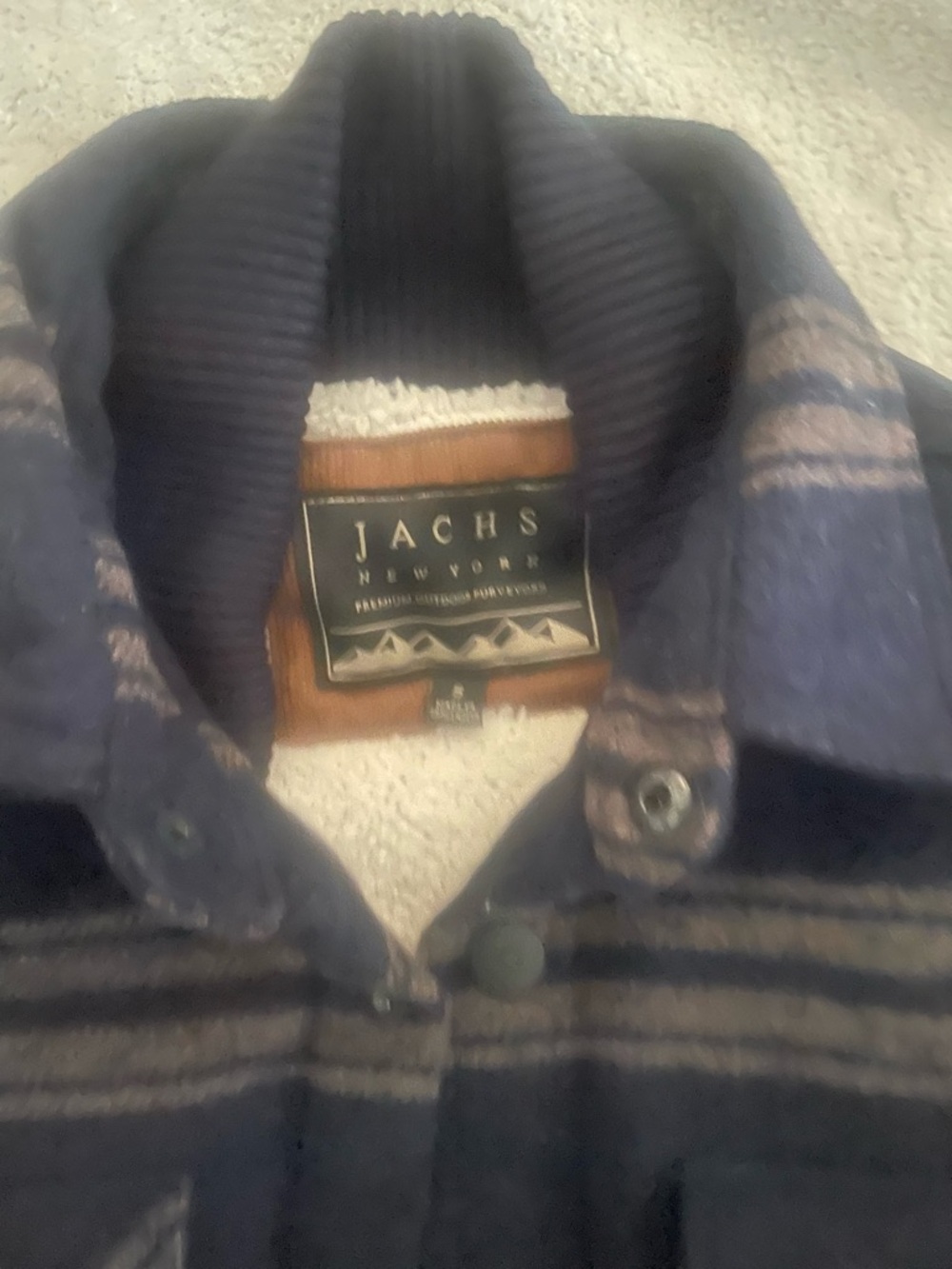Jachs Navy and Cream Striped Button-Up Jacket